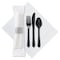 Hoffmaster 7.5" x 4.25" Pre-Rolled Cater To Go Express White Dinner Napkins with Black Cutlery PK 100 119901 - alternate 1
